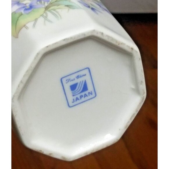 VINTAGE Fine China Bud Vase FLORAL Ivory Pink 6" MADE IN JAPAN Octagon gold trim - Picture 8 of 10